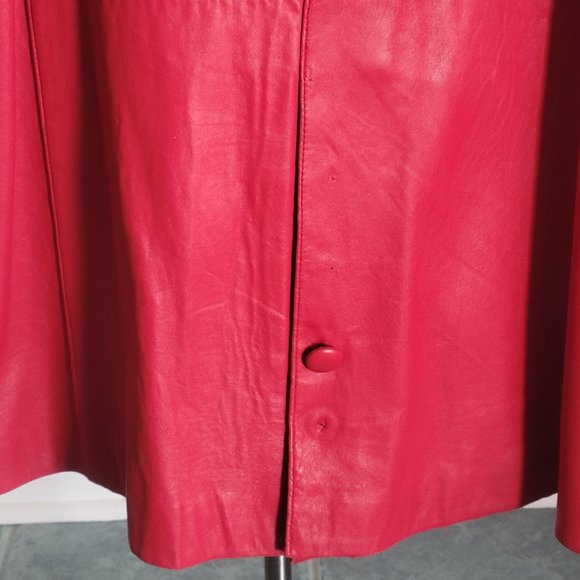 Bright Red Women’s Leather Coat – Size M - Picture 8 of 16